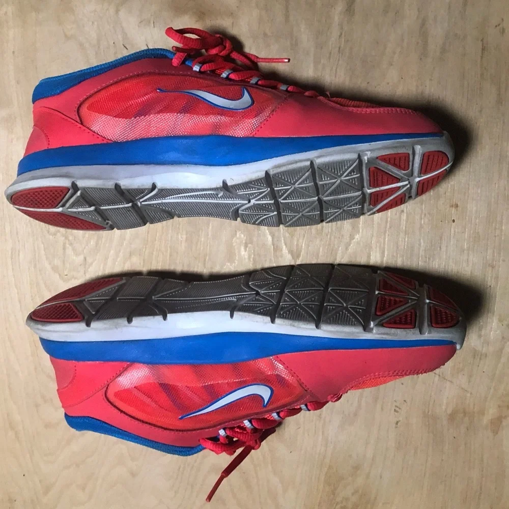 Nike Flex Trainer 4 Cross Trainers Crimson Platinum Pink Blue - Picture 3 of 6